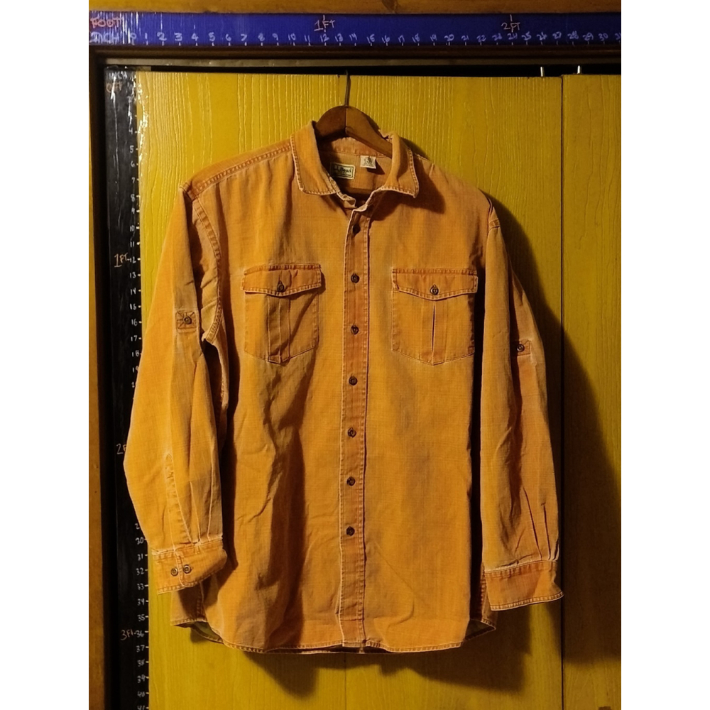 VTG LL Bean Chamois Shirt Men's Light Orange Long Sleeve Flannel Button Up XLT